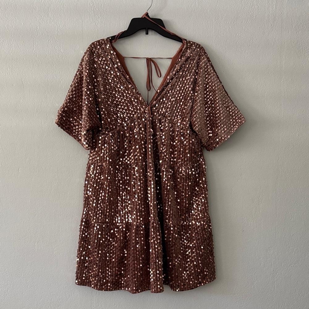 Glamorous Sequin V-Neck Mini Dress